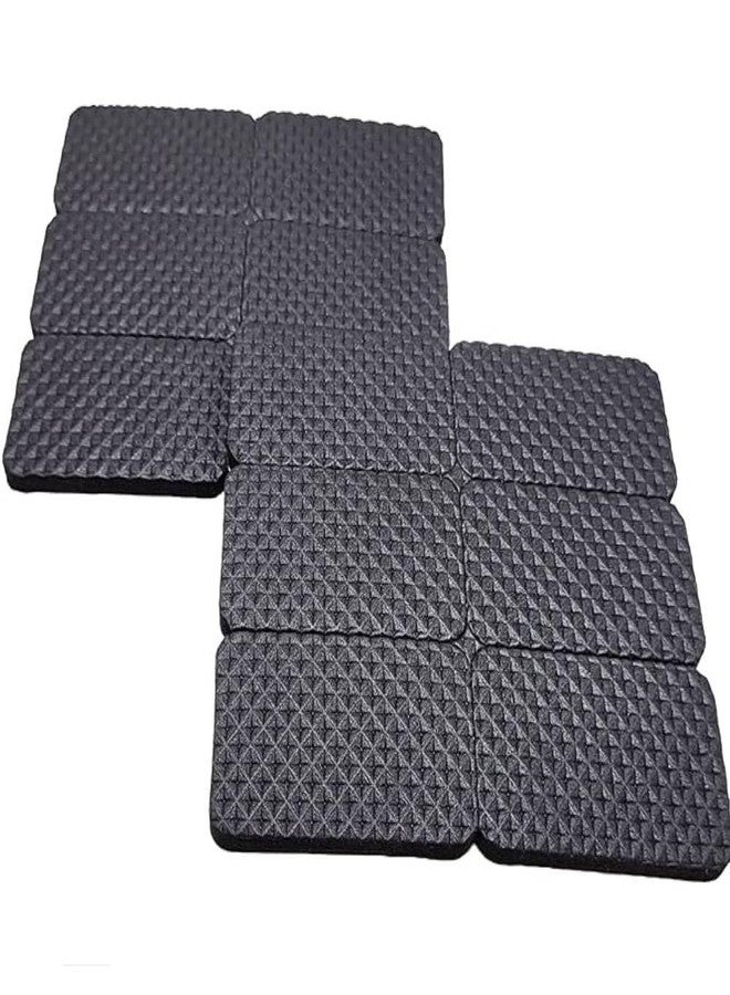 Clickswift®12 Pcs Self-Adhesive Rectangle Shape Rubber Floor Protector, Non-Slip Furniture Pads, Sofa Bed Balance Pad Noise Insulation Pad, 4.2 x 3 x 0.5 Cm (Black Colour) - Image 2